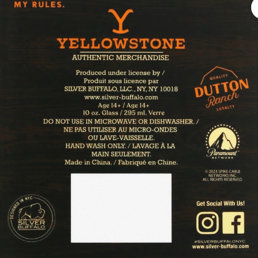 6 Yellowstone Dutton Ranch Boxed 10oz Rocks Novelty Glass - Picture 8 of 8